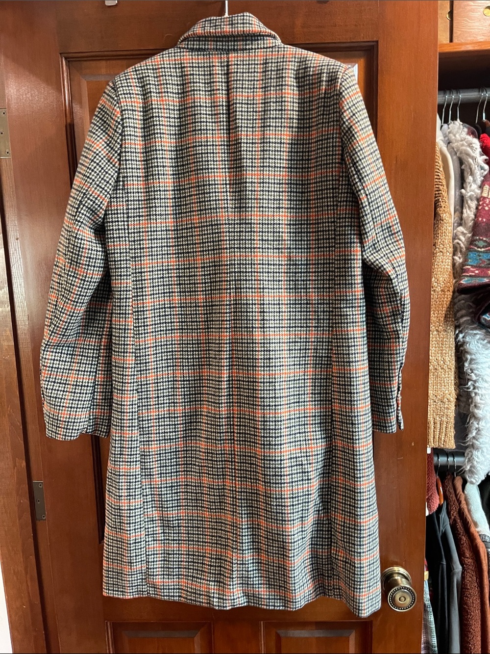 Plaid Double-Breasted trench coat M - Picture 5 of 7